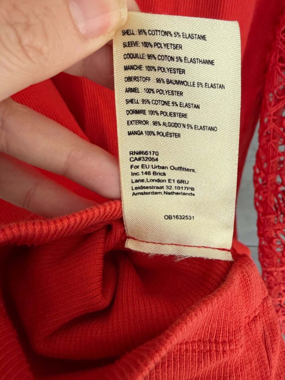 Maeve by Anthropologie Red Crochet Lace Balloon Sleeve Ribbed Top M - Picture 10 of 10